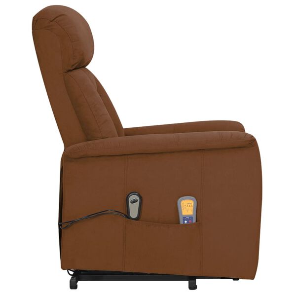 vidaXL Fauteuil de massage Marron Tissu microfibre