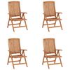 vidaXL Chaises inclinables de jardin et coussins lot de 4 Teck solide