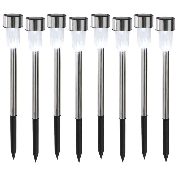 HI Lampes de jardin &agrave; LED solaires 8 pcs Acier inoxydable