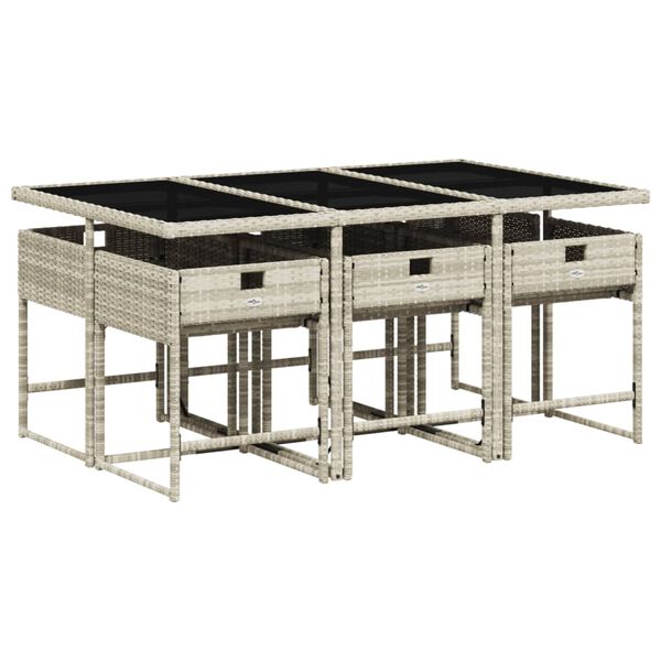 vidaXL Ensemble &agrave; manger de jardin et coussins 7 pcs gris clair rotin