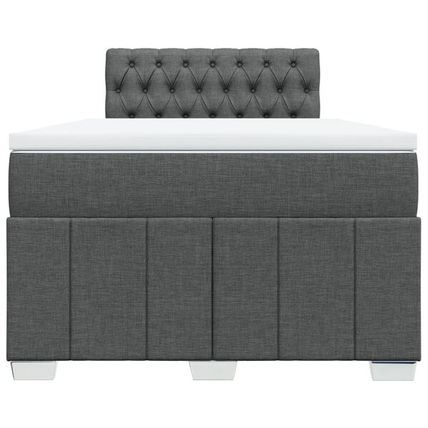 vidaXL Sommier &agrave; lattes de lit avec matelas gris fonc&eacute; 120x190cm tissu