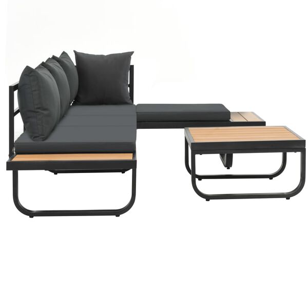 vidaXL Canap&eacute; d'angle de jardin &agrave; 2 places avec coussins Aluminium WPC