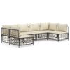 vidaXL Salon de jardin 6 pcs avec coussins anthracite r&eacute;sine tress&eacute;e