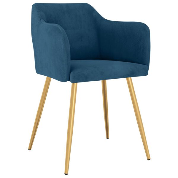 vidaXL Chaises &agrave; manger lot de 2 Bleu Velours