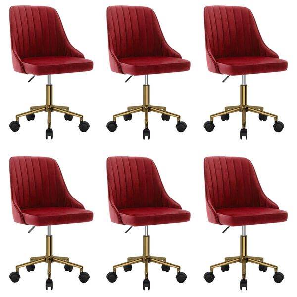 vidaXL Chaises &agrave; manger pivotantes lot de 6 rouge bordeaux velours