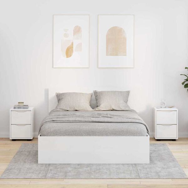 vidaXL Tables de chevet 2 pcs Blanc brillant 30,5 x 30 x 43 cm