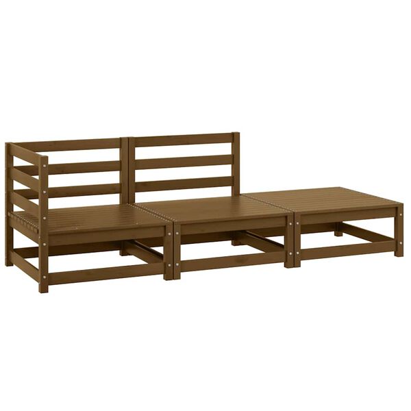 vidaXL Salon de jardin 3 pcs marron miel bois de pin massif