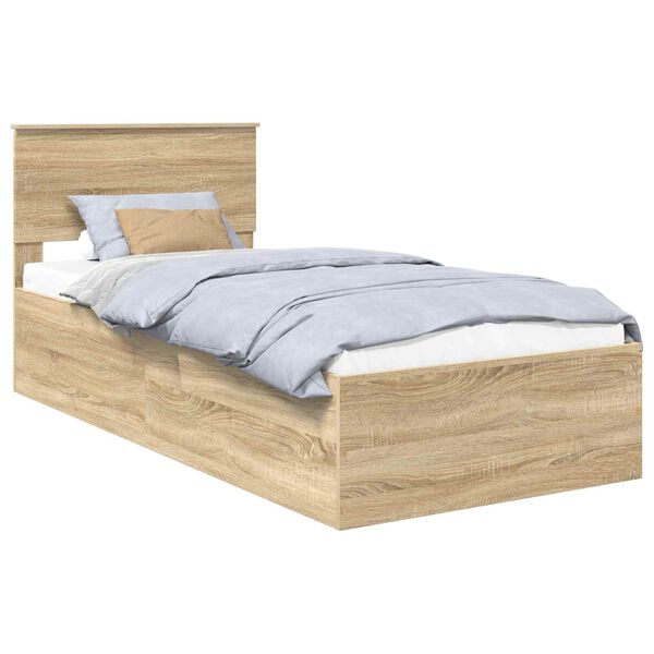 vidaXL Cadre de lit Ch&ecirc;ne Sonoma 75 x 190 cm Bois d'ing&eacute;nierie