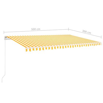 vidaXL Auvent manuel rétractable avec LED 5x3 m Jaune et blanc