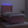 vidaXL Sommier &agrave; lattes de lit matelas et LED Rose 100x200 cm Velours