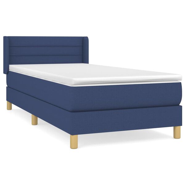 vidaXL Sommier &agrave; lattes de lit avec matelas Bleu 90x190 cm Tissu