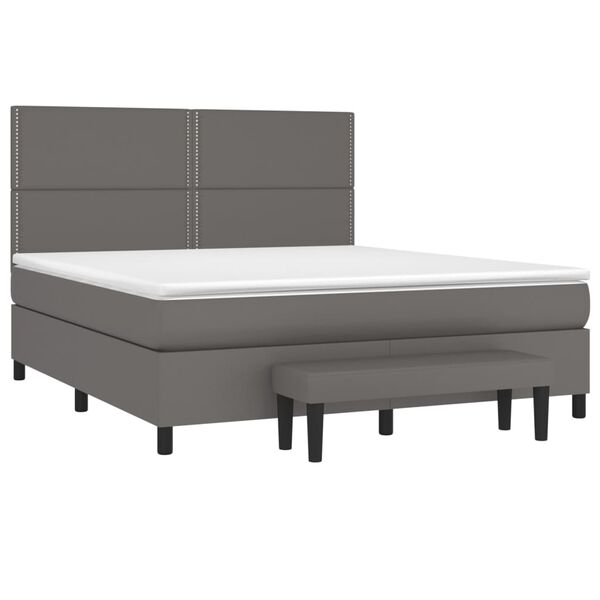 vidaXL Sommier &agrave; lattes de lit avec matelas Gris 180x200 cm Similicuir