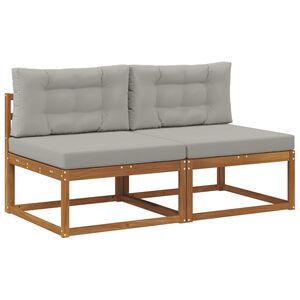 vidaXL Sofa de milieu ext&eacute;rieur avec coussin 2 Pi&egrave;ce Naturel