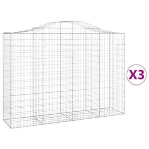 vidaXL Paniers &agrave; gabions arqu&eacute;s 3 pcs 200x50x140/160 cm Fer galvanis&eacute;