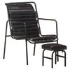vidaXL Fauteuil de relaxation avec repose-pied Noir Cuir v&eacute;ritable