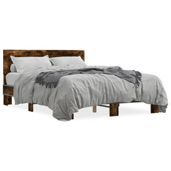 vidaXL Cadre de lit sans matelas ch&ecirc;ne fum&eacute; 120x190 cm