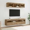 vidaXL Unit&eacute;s murales TV avec LED avec LED 5 pcs Ch&ecirc;ne artisanal