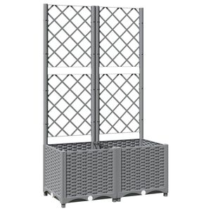 vidaXL Jardini&egrave;re avec treillis Gris clair 80x40x136 cm PP