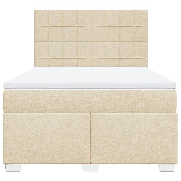 vidaXL Sommier &agrave; lattes de lit avec matelas Cr&egrave;me 160x200 cm Tissu