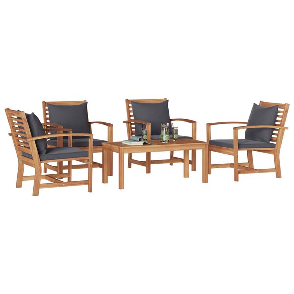 vidaXL Ensemble de canap&eacute; de jardin 5 pcs Naturel Bois de teck massif