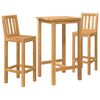 vidaXL Ensemble de bar ext&eacute;rieur 3 pc Non trait&eacute; Bois de teck massif