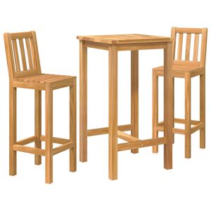 vidaXL Ensemble de bar ext&eacute;rieur 3 pc Non trait&eacute; Bois de teck massif