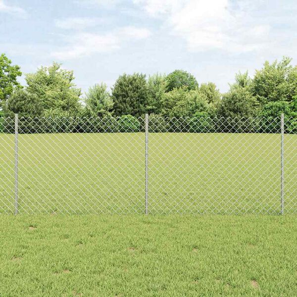 vidaXL Cl&ocirc;ture avec poteau Argent&eacute; 0,8 x 10 m Acier