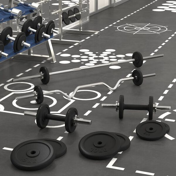 vidaXL Ensemble d'haltères et de barres avec plaques 120 kg fonte