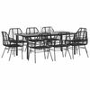 vidaXL Ensemble &agrave; manger de jardin 9pcs noir poly rotin verre