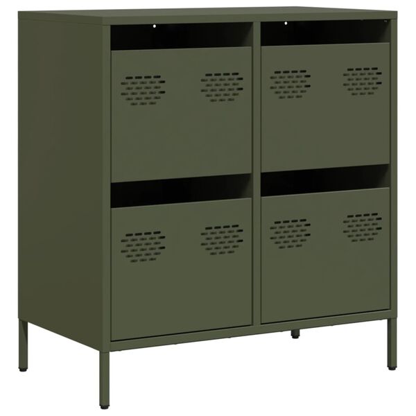 vidaXL Buffet vert olive 68x39x73,5 cm acier laminé à froid