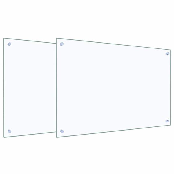 vidaXL Protection de cuisine 2 pcs Transparent 90 x 60 cm verre tremp&eacute;