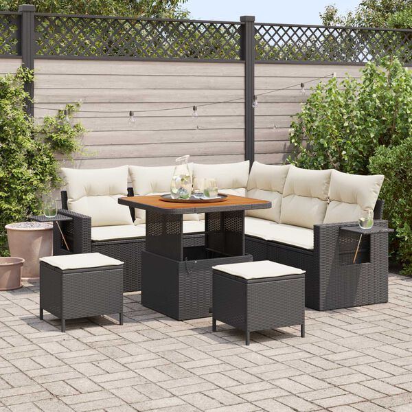 vidaXL Ensemble de canap&eacute; de jardin avec coussin 8 pcs Noir polyrotin