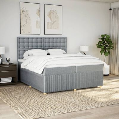 vidaXL Sommier à lattes de lit avec matelas Gris clair 200x200cm Tissu