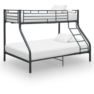 vidaXL Cadre de lit superpos&eacute; sans matelas noir 140x200 cm/90x200 cm