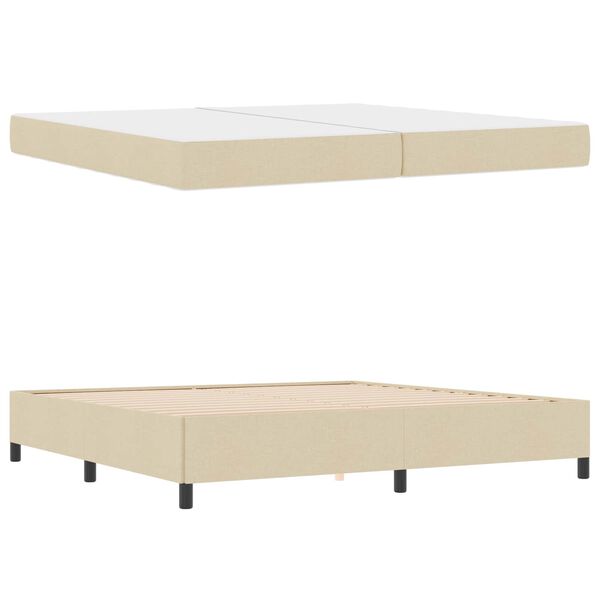 vidaXL Lit &agrave; ressorts avec matelas Cr&egrave;me 200 x 200 cm tissu