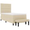 vidaXL Lit &agrave; ressorts avec matelas Cr&egrave;me 90 x 200 cm tissu