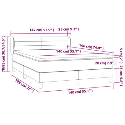 vidaXL Sommier à lattes de lit et matelas Bleu foncé 140x190cm Velours