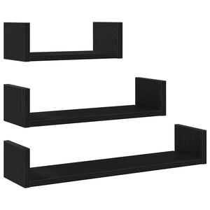 vidaXL &Eacute;tag&egrave;res murales 3 pcs en ch&ecirc;ne noir contrecoll&eacute;