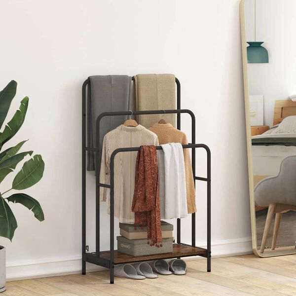 vidaXL Porte-v&ecirc;tements Ch&ecirc;ne fum&eacute; 60 x 30 x 100,5 cm Bois d'ing&eacute;nierie