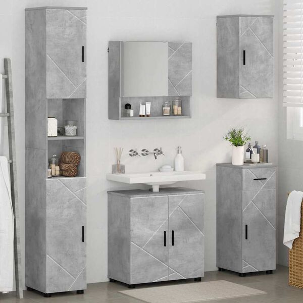 vidaXL Ensemble de mobilier de salle de bain 5 pcs Gris b&eacute;ton