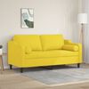 vidaXL Canap&eacute; 2 places avec oreillers jaune clair 140 cm tissu