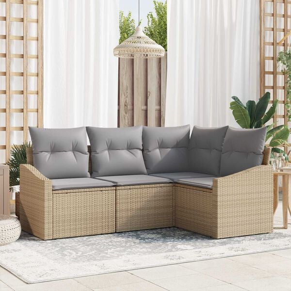 vidaXL Ensemble de canap&eacute; de jardin 4 pcs Beige et Gris clair