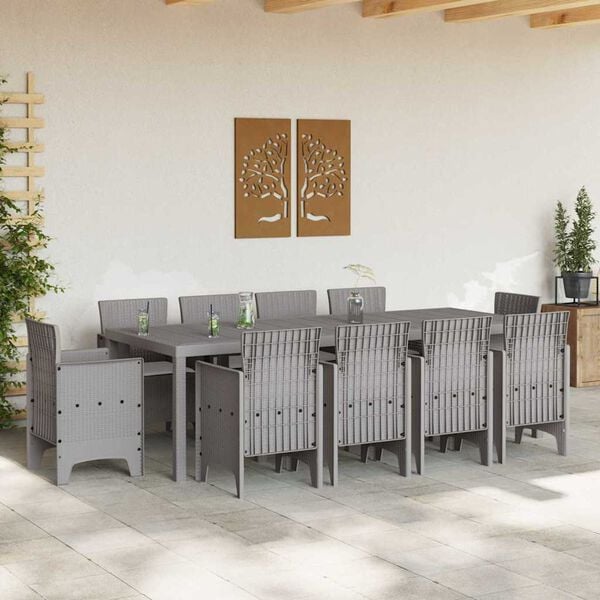 vidaXL Ensemble de salle à manger pour jardin 11 pcs Gris clair