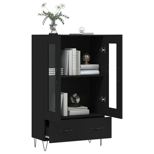 vidaXL Buffet haut noir 69,5x31x115 cm bois d'ing&eacute;nierie
