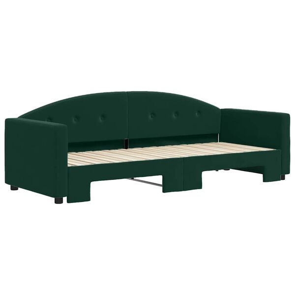 vidaXL Lit de jour avec gigogne sans matelas vert fonc&eacute; 80x200 cm