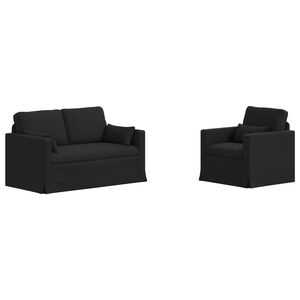vidaXL Ensemble de Canap&eacute;s 2 pc Noir tissu