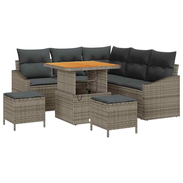 vidaXL Ensemble de canap&eacute; de jardin avec coussin 8 pcs Gris Poly rotin