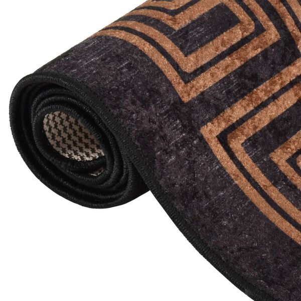 vidaXL Tapis lavable antid&eacute;rapant 80x300 cm Noir et dor&eacute;