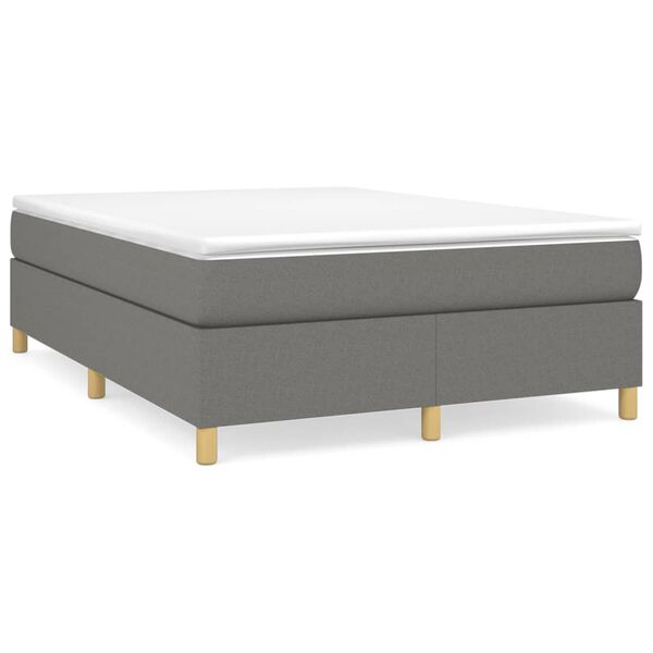 vidaXL Sommier &agrave; lattes de lit avec matelas Gris fonc&eacute; 140x190cm Tissu