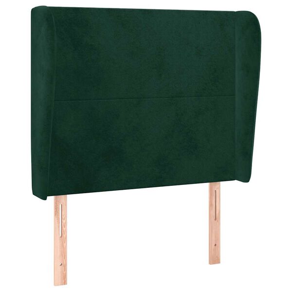 vidaXL T&ecirc;te de lit avec oreilles Vert fonc&eacute; 93x23x118/128 cm Velours